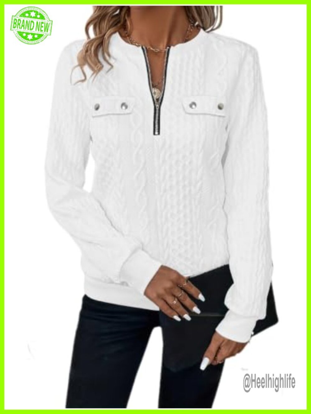 Womens Quarter Zip Quilted Pullover Textured Long Sleeve Crew Neck Sweatshirt